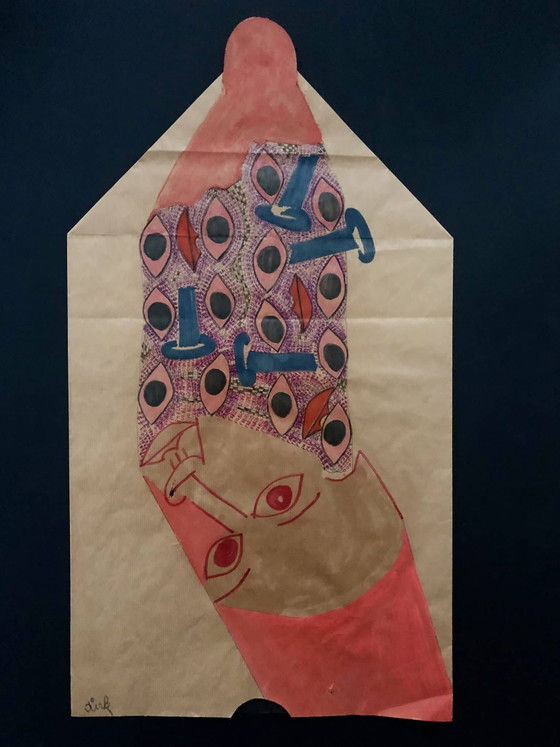DIRK CELIS - "Pablo 51", tecnica mista su carta kraft – Dipinti e disegni, Paper (photo 3 of 5)