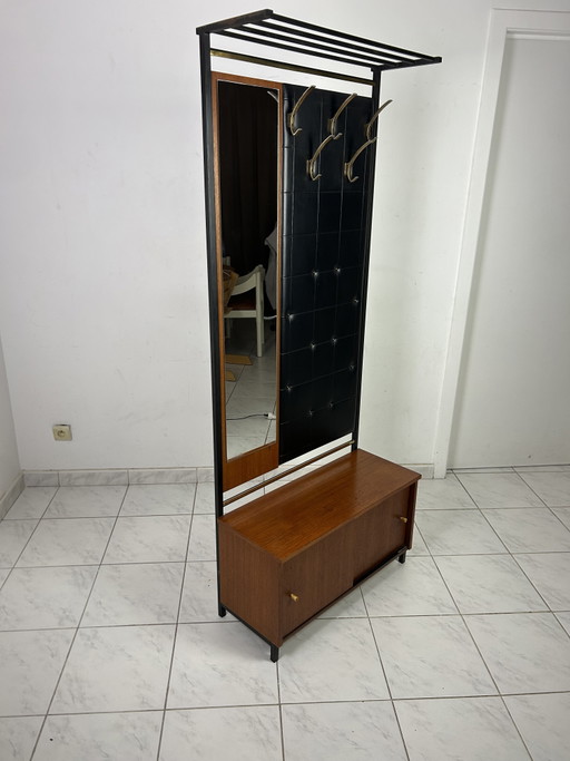 Vintage mid century modern hal kapstok met spiegel