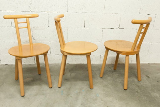 Page 1 of 30 Set of 3 minimalist chairs in light wood, 1980s Italy