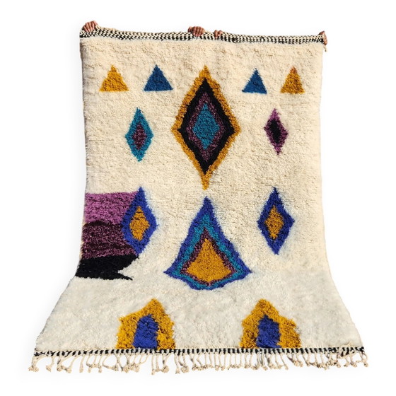 Beni Ouarain rug 250x150 cm in natural wool, Moroccan Berber rug, Rugs & carpets, Cotton, Yellow (photo 2 of 12)