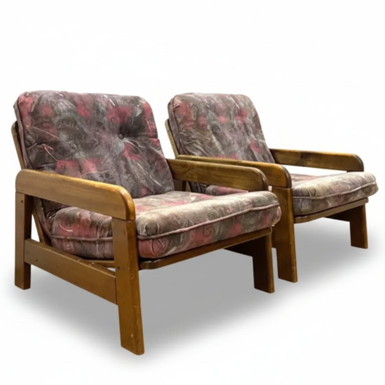 Image 1 of Fauteuils rétro, structure en bois, années 1970, Europe centrale