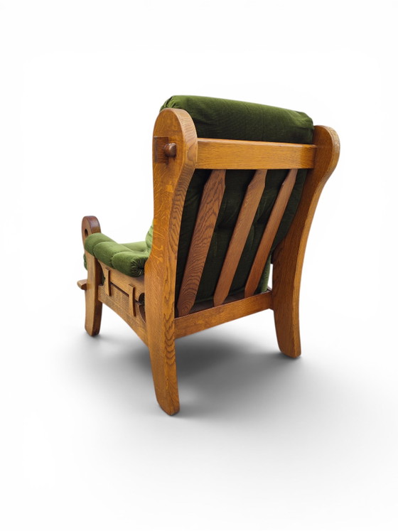 Image 1 of Pair of brutalist oak armchairs 