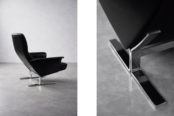 Image 1 of Vintage Mid-Century Modern Danish Black Leather Lounge Chair by Georg Thams for A/S Vejen Polstermöbelfabrik, 1960s