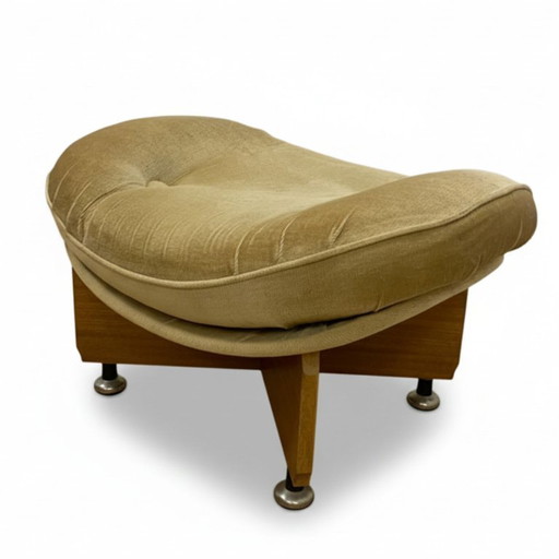 Taburete vintage con base de madera escultural, años 80