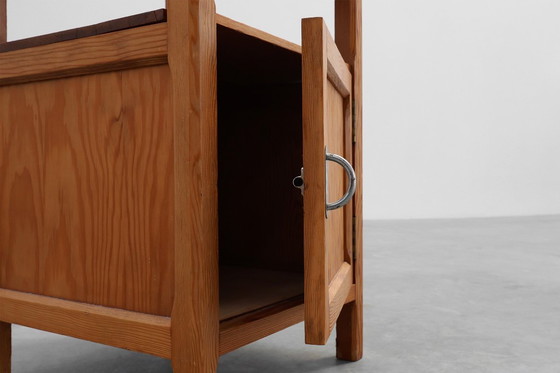 Image 1 of Robust Art Deco nightstand in pine wood, France 1940s