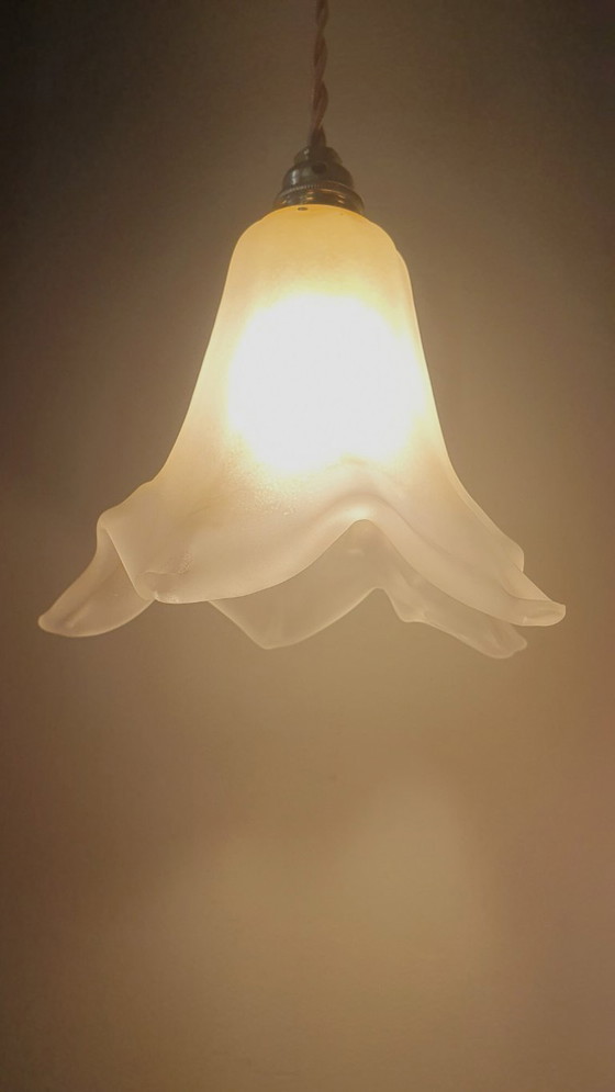 Image 1 of Set di 2 lampade a sospensione vintage in vetro di Murano a forma di calice