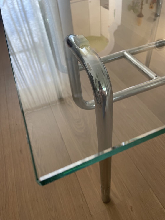 Image 1 of Tavolino da caffè di design cromato con vetro