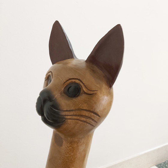 Image 1 of Beautiful big cat in wood carving