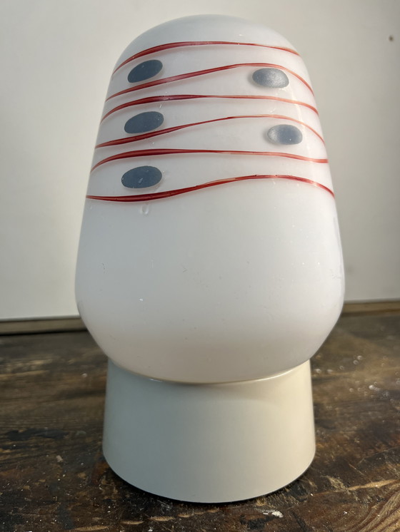 Image 1 of Vintage mid century opaal glazen plafond lamp 