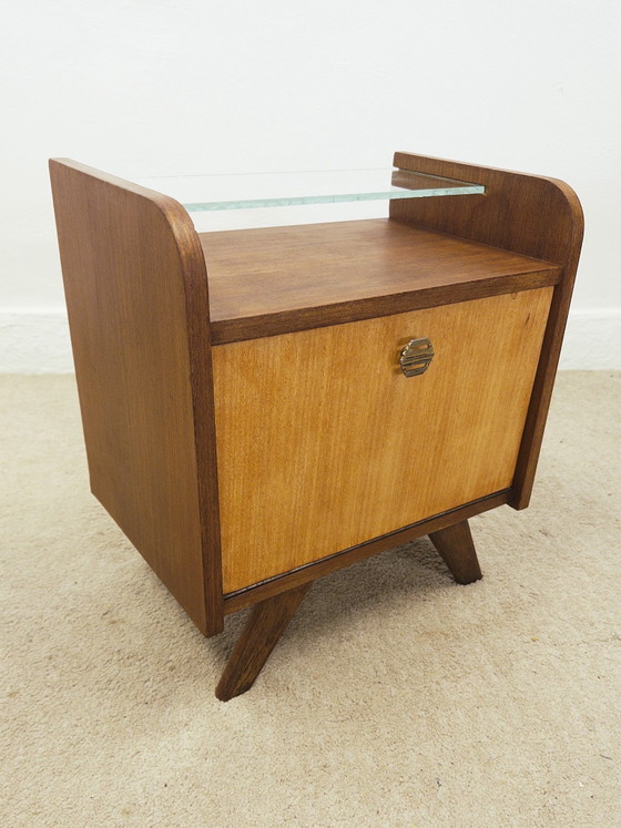 Comodino Mid-century, Comodini, Vetro, Legno, Marrone (foto 5 di 7)