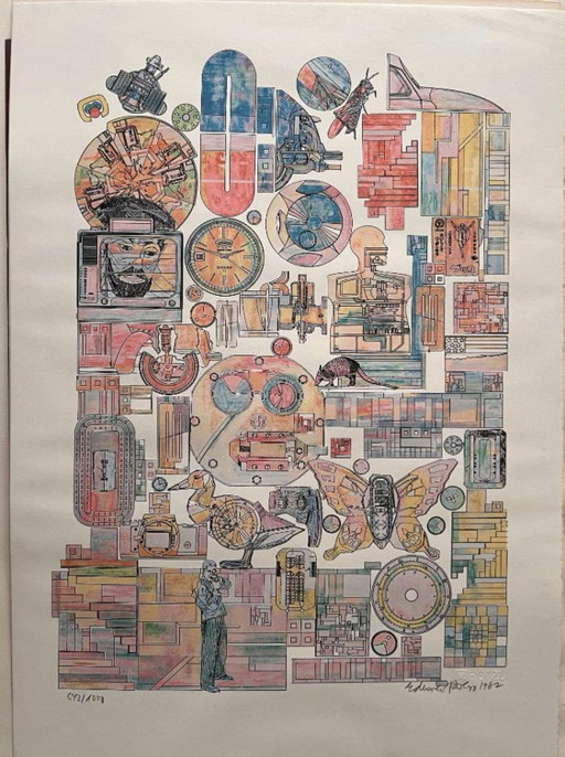 Eduardo Paolozzi, Dove giace la realtà, serigrafia del 1982, firmata a mano e numerata.
