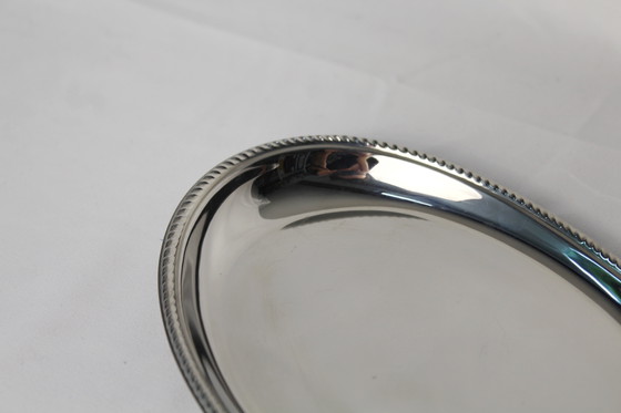 Image 1 of Plat de service vintage Alfara Alessi – Acier inoxydable – Bord nacré