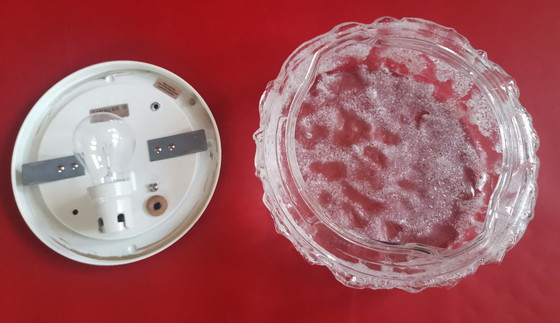 Image 1 of Lampada da parete in stile Space Age anni '70, in vetro ghiaccio, vetreria del Limburgo