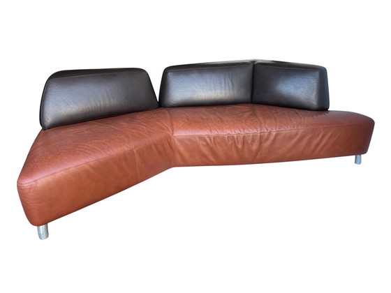Image 1 of Cognac leren Leolux Archipel bank, postmodern ontwerp, Hugo de Ruiter