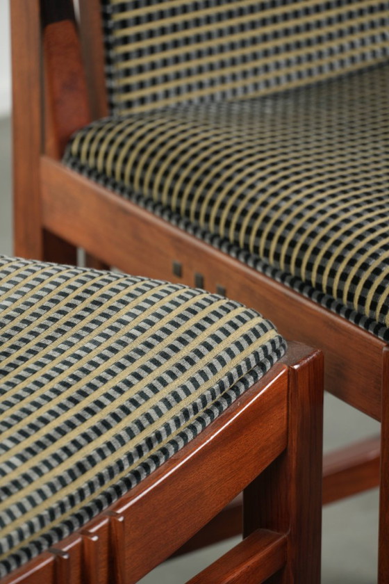 Image 1 of 6 x Art Deco design Schuitema eetkamerstoel met houten frame en luxe stoffen bekleding uit de Decoforma serie