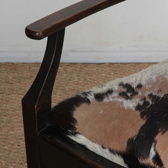 Image 1 of Sedia a ponte in legno e pelle, opera dei primi del XX secolo