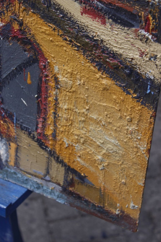 Image 1 of Jean Besnard (1922-2007) Huile Sur Panneau Abstraction Architecturale 1972