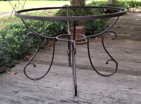 Round Wrought Iron Table With 12 Mm Thick Tempered Frosted Glass (photo 15 of 15)