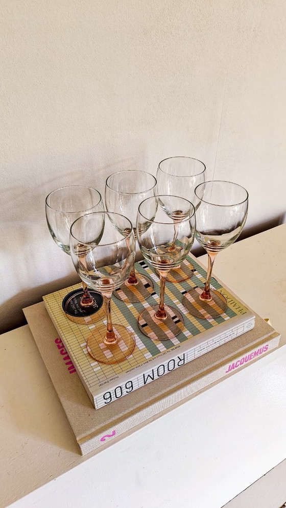 Image 1 of 12x vintage roze wijnglazen Luminarc France