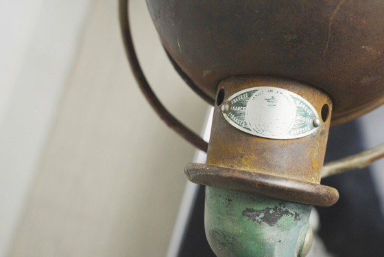 Image 1 of Vintage 1950s Jieldé Lamp Standard Industrial Wall Light, Two-Arm Early Model Riveted Label, French Factory Workshop Patina, 195