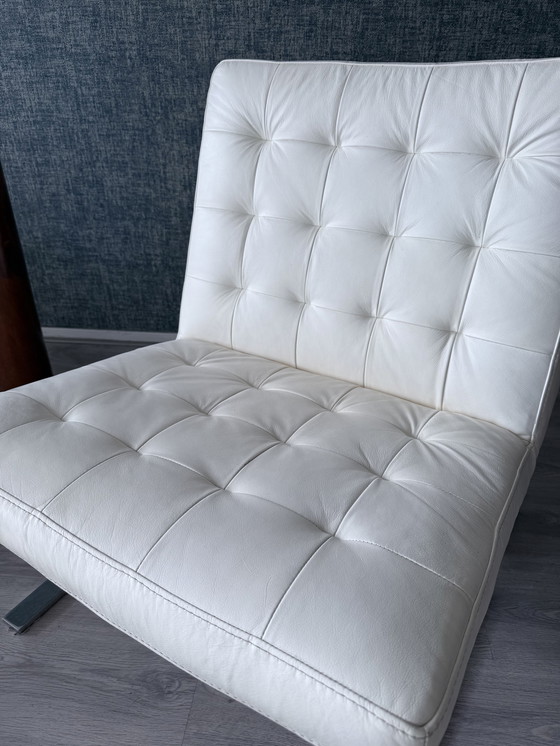 Image 1 of Vintage Italian Lounge Chair in White Leather, 1970s