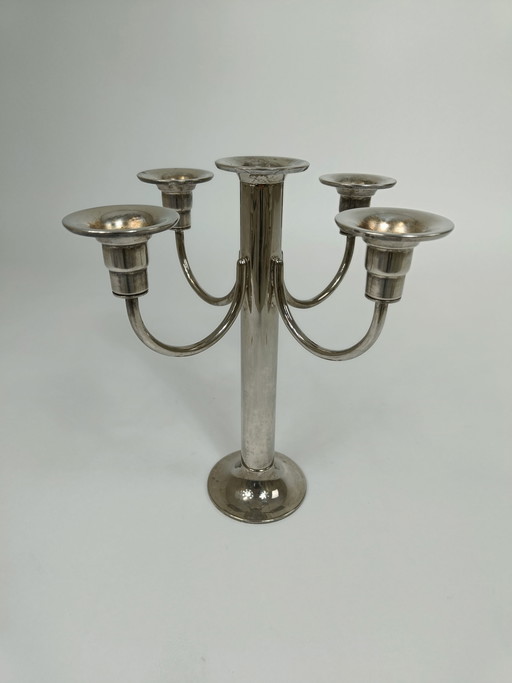 Elegant silver plated Art Deco candlestick.