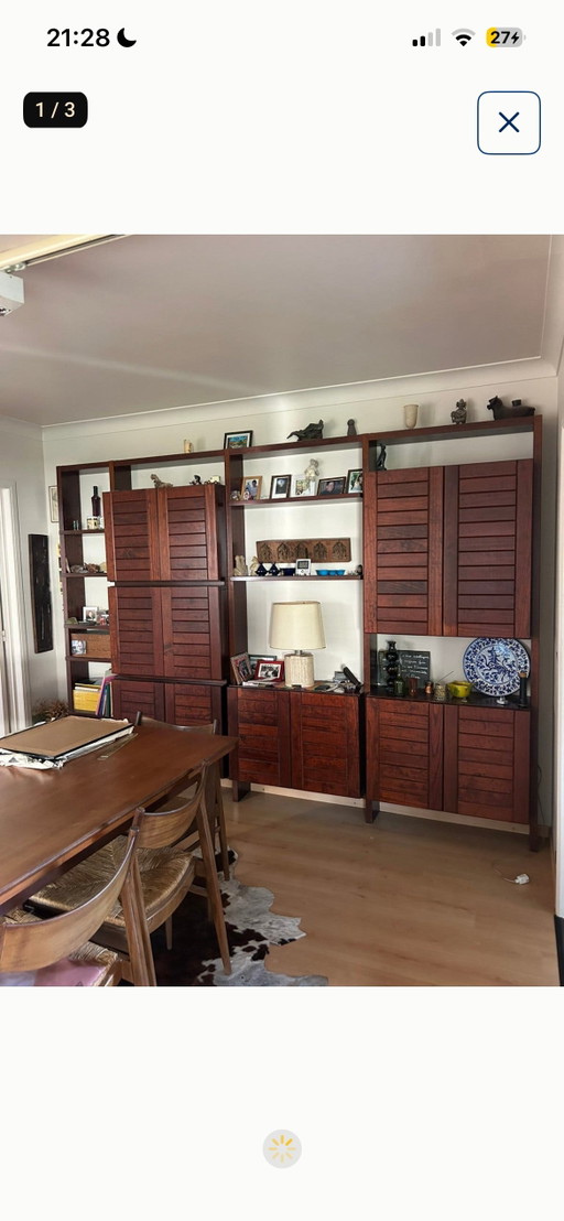 Modulair wandrek vintage Deens design palissander hout – wandkast, Wood