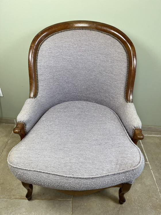 Image 1 of Lila Louis Philippe-stijl fauteuil