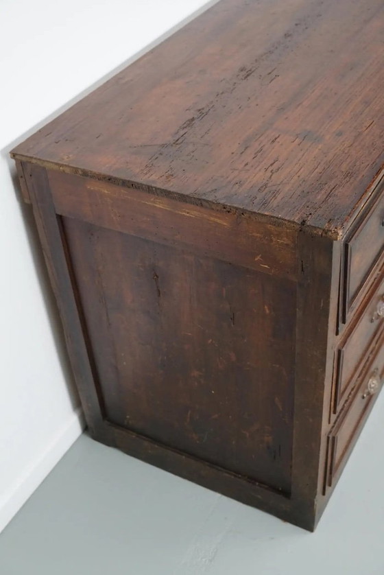 Image 1 of Armoire d'apothicaire/classeur ancienne en chêne et bois fruitier français, début du XXe siècle