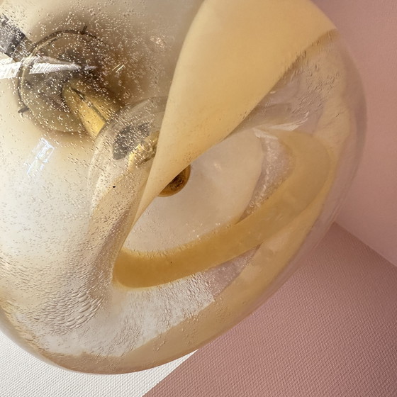 Image 1 of Lampe pendante ondulée en verre italien de Murano