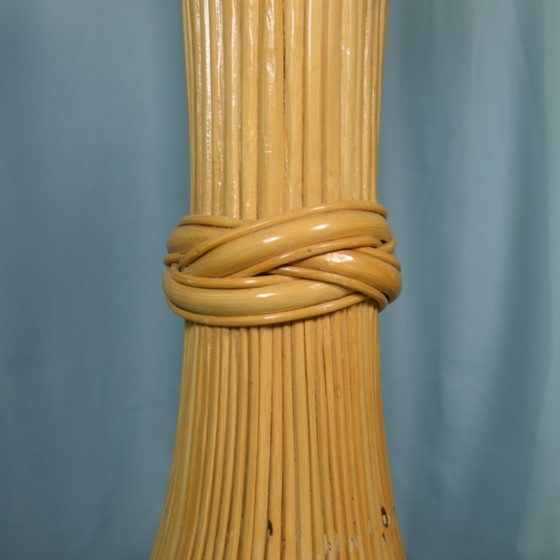 Image 1 of 2x piedistallo da pavimento in rattan a forma di fascio di grano