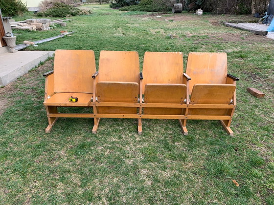 Mid-Century Hungarian Four-Seater Cinema Bench, 1950s – Benches, Mid Century Modern (photo 3 of 6)