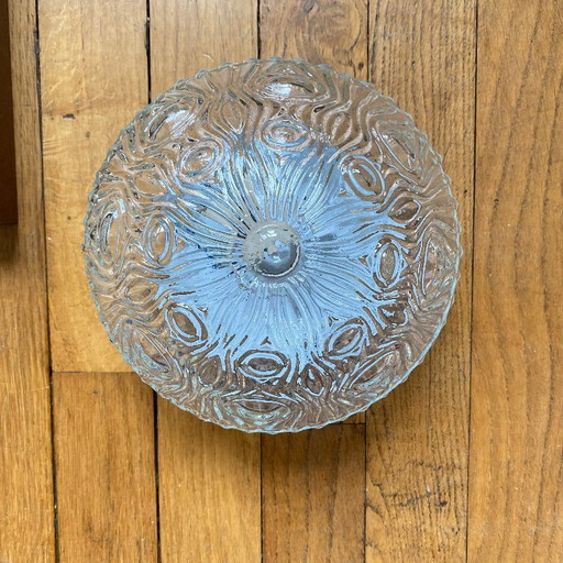 Piccola lampada da parete/soffitto con vetro spesso, anni '70-'80