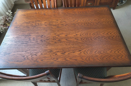 Wooden dining table, extendable, Brown, Klassiek (photo 2 of 5)