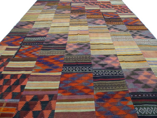 Alfombra XL Patchwork - Sin usar - 412 x 308 cm - Lana sobre algodón - Tejida a mano