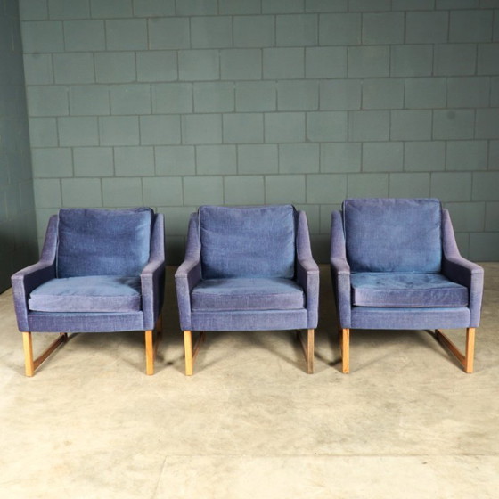 Image 1 of Vintage zithoek/zitgroep – blauw velours – JAB Anstoetz – jaren 70