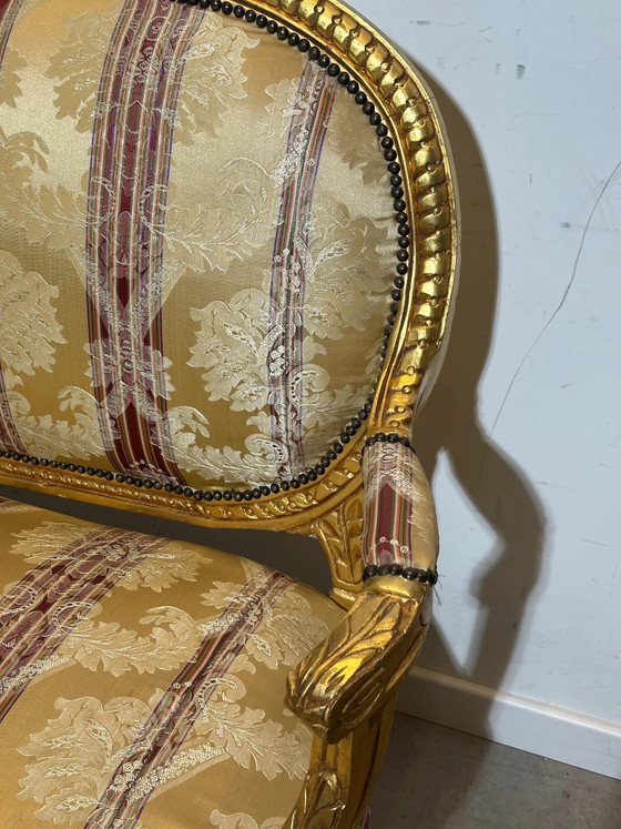 Juego de salón antiguo francés estilo Luis XVI + mesa de centro de mármol – Zona de estar (photo 4 of 7)