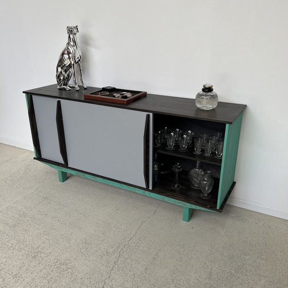 Image 1 of Buffet Bahut Enfilade À Portes Coulissantes Designer Dlg Design Des Années 50 60 Mid Century Modern