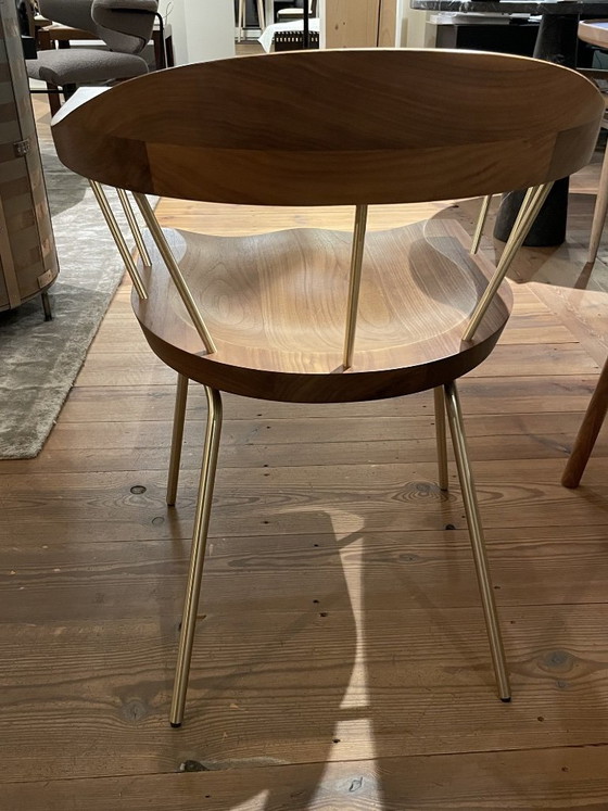 1 x BASSAM FELLOWS - SPINDLE CHAIR, BassamFellows, Sedie girevoli, Legno, Ottone, Marrone (foto 3 di 8)