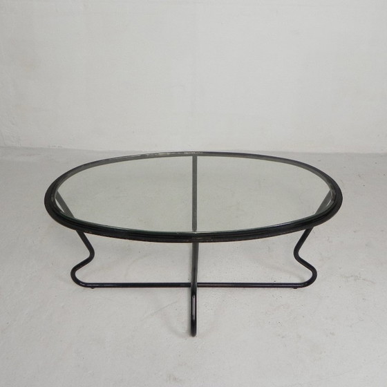 Image 1 of Conjunto de 4 sillones y mesa de centro con estructura tubular de estilo Bauhaus, década de 1950.
