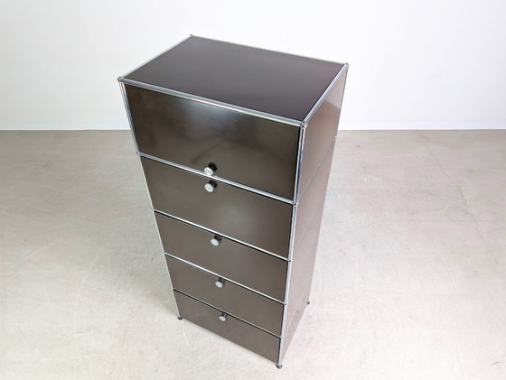 Image 1 of Mobiletto portadocumenti USM Haller originale 1x5 marrone vintage