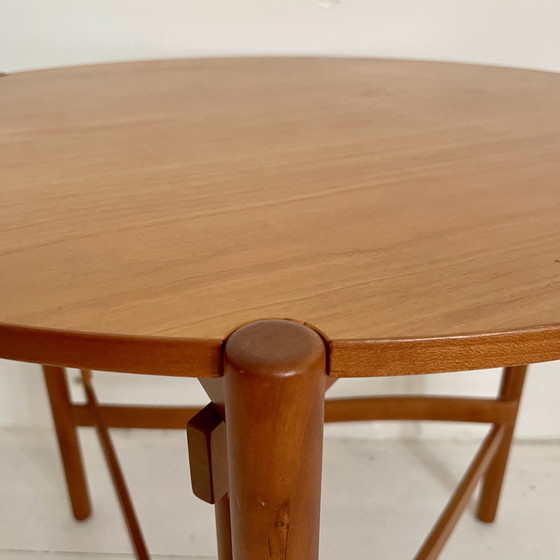 Image 1 of Side table, round, wood and wood veneer, Swedish design, vintage