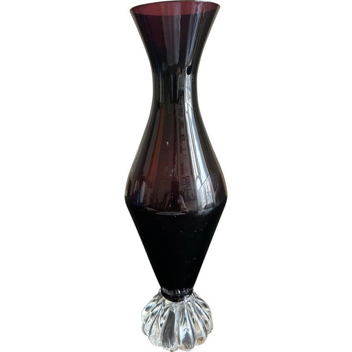 Vase vintage avec base transparente en forme de fleur, Italie 1960