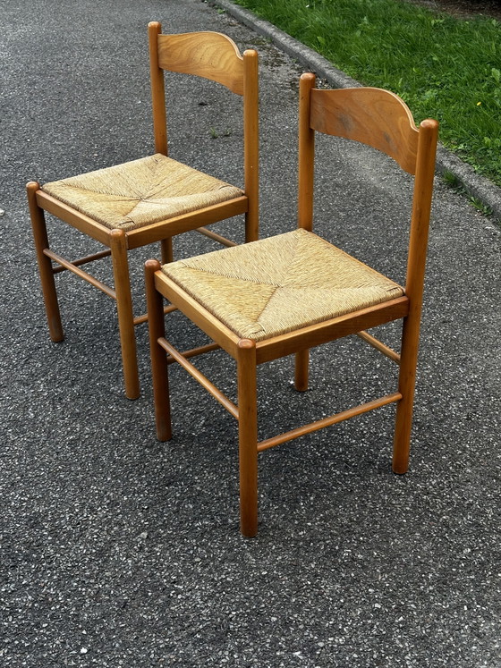 Coppia di sedie in legno e paglia – anni '50-'60 – Sedie da pranzo, Wood (photo 2 of 15)
