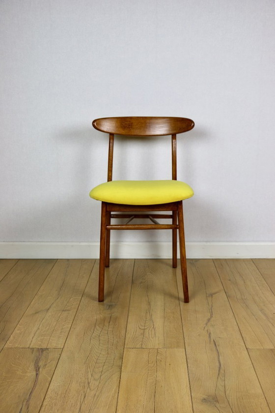 Image 1 of Hałas vintage stoel geel vintage - set van 4