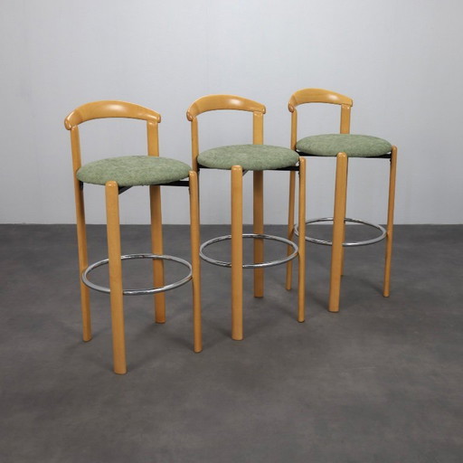 Juego de 3 taburetes de bar posmodernos de Casala, Alemania, década de 1980.