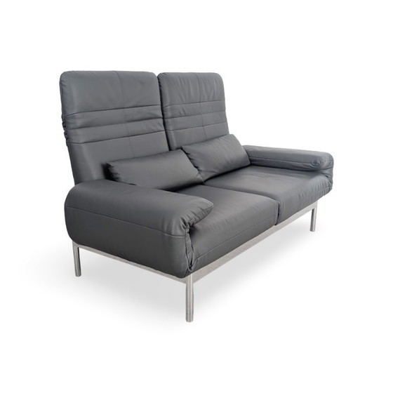 Image 1 of Original Rolf Benz Plura Sofa, designer couch, leather, two-seater, grey