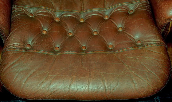 Image 1 of Scandinavian Mid-Century Cantilever Leather Lounge Chair with Ottoman, 1960s