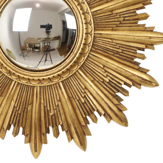 Bladgoud Zonnespiegel Sunburst Spiegel Hars 56cm – Plastic, Glass (photo 6 of 24)
