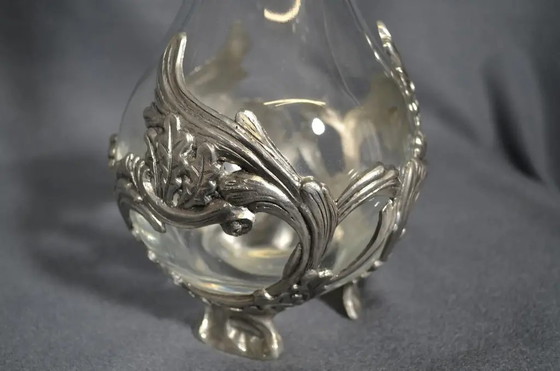 France, 1960s Glass Carafe, on Feet and Pewter Decoration With Its Cap – Glass & Decanter (photo 6 of 12)